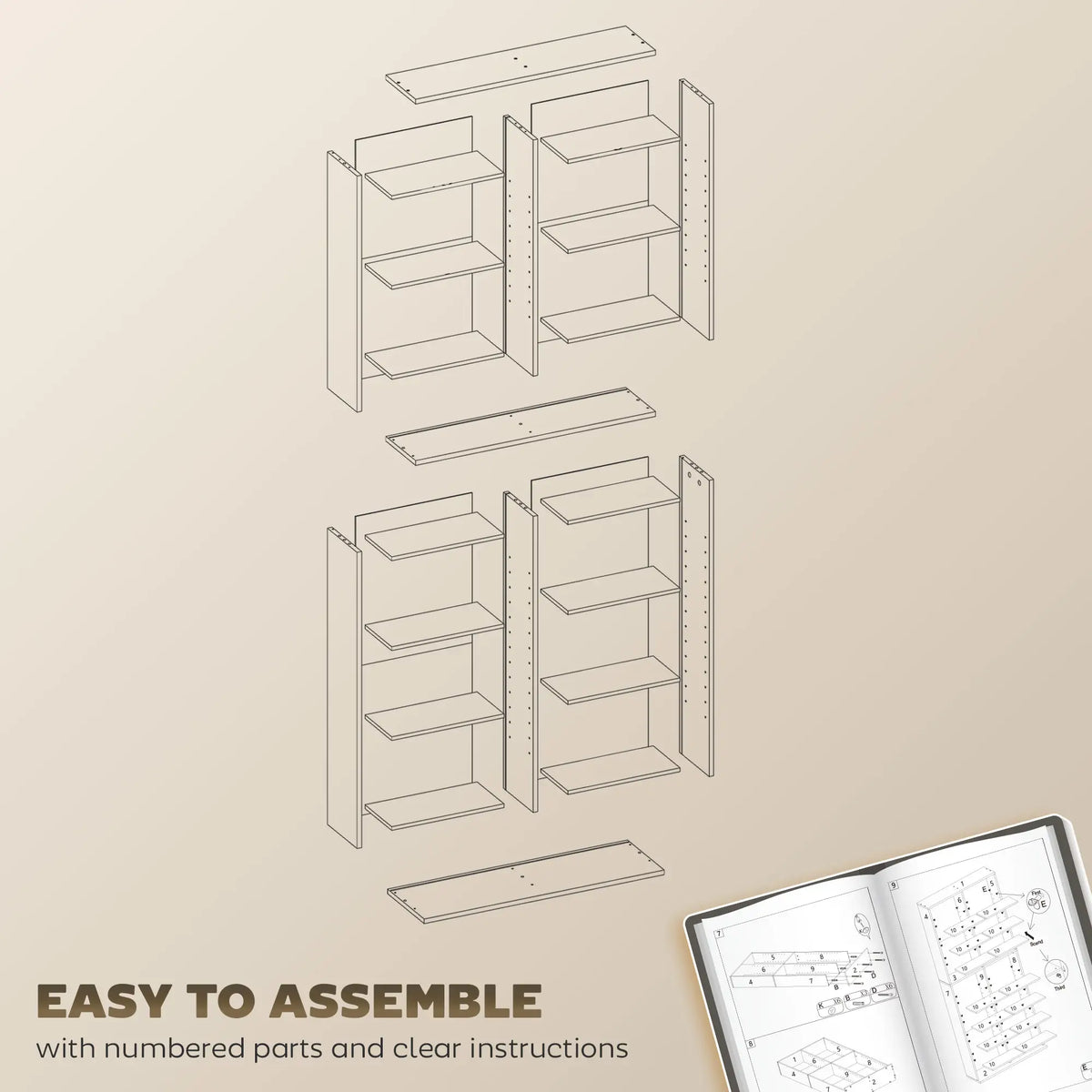 White Bookshelf | Multi-Cube Storage Shelf for Books & Decor