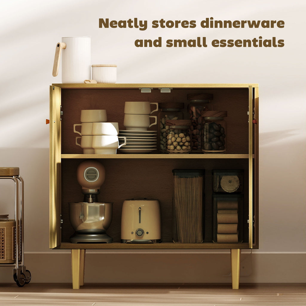 Oak Buffet Sideboard with Gold Legs - shelf detail