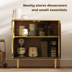 Oak Buffet Sideboard with Gold Legs - shelf detail