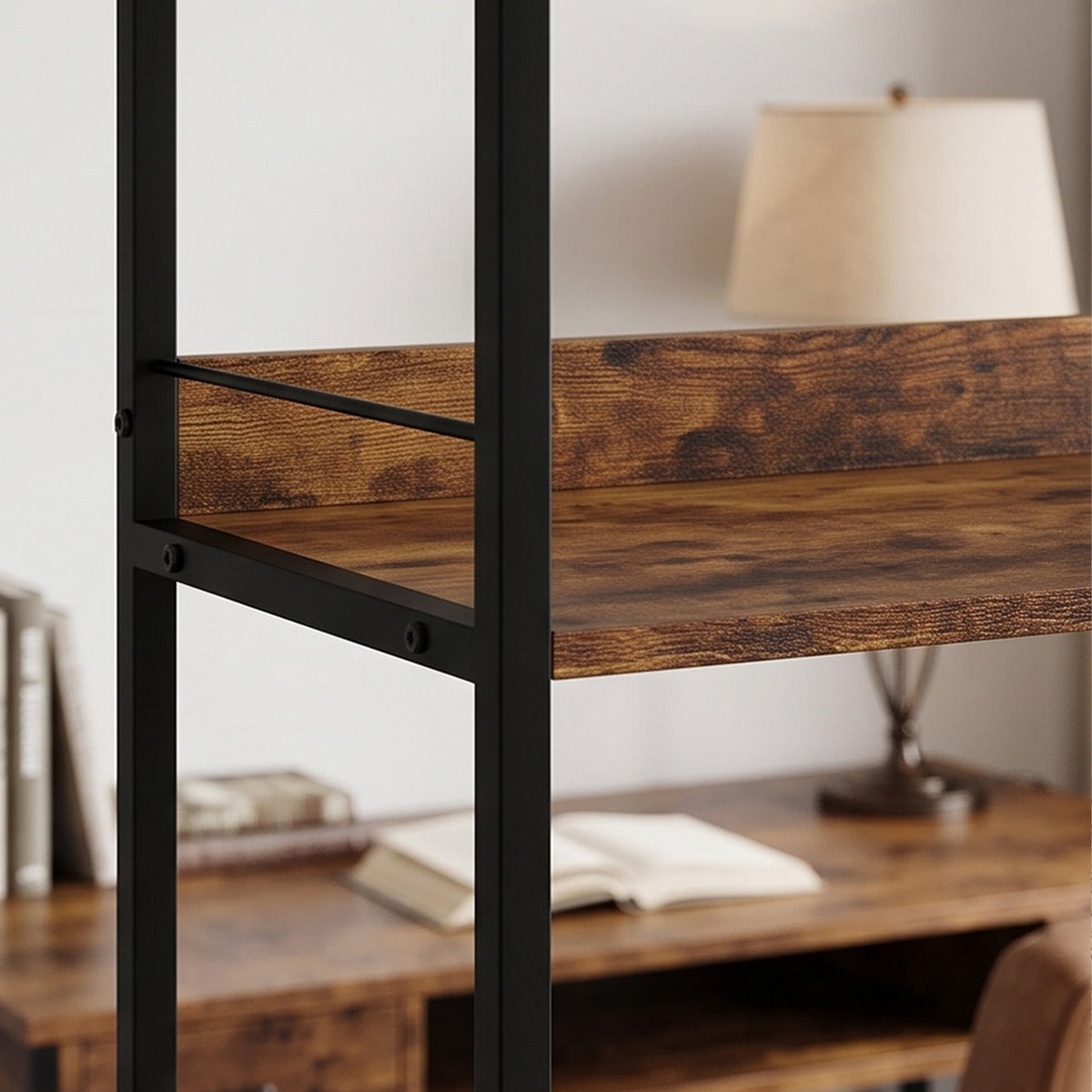 Rustic Brown Arched Bookshelf - detail view 4