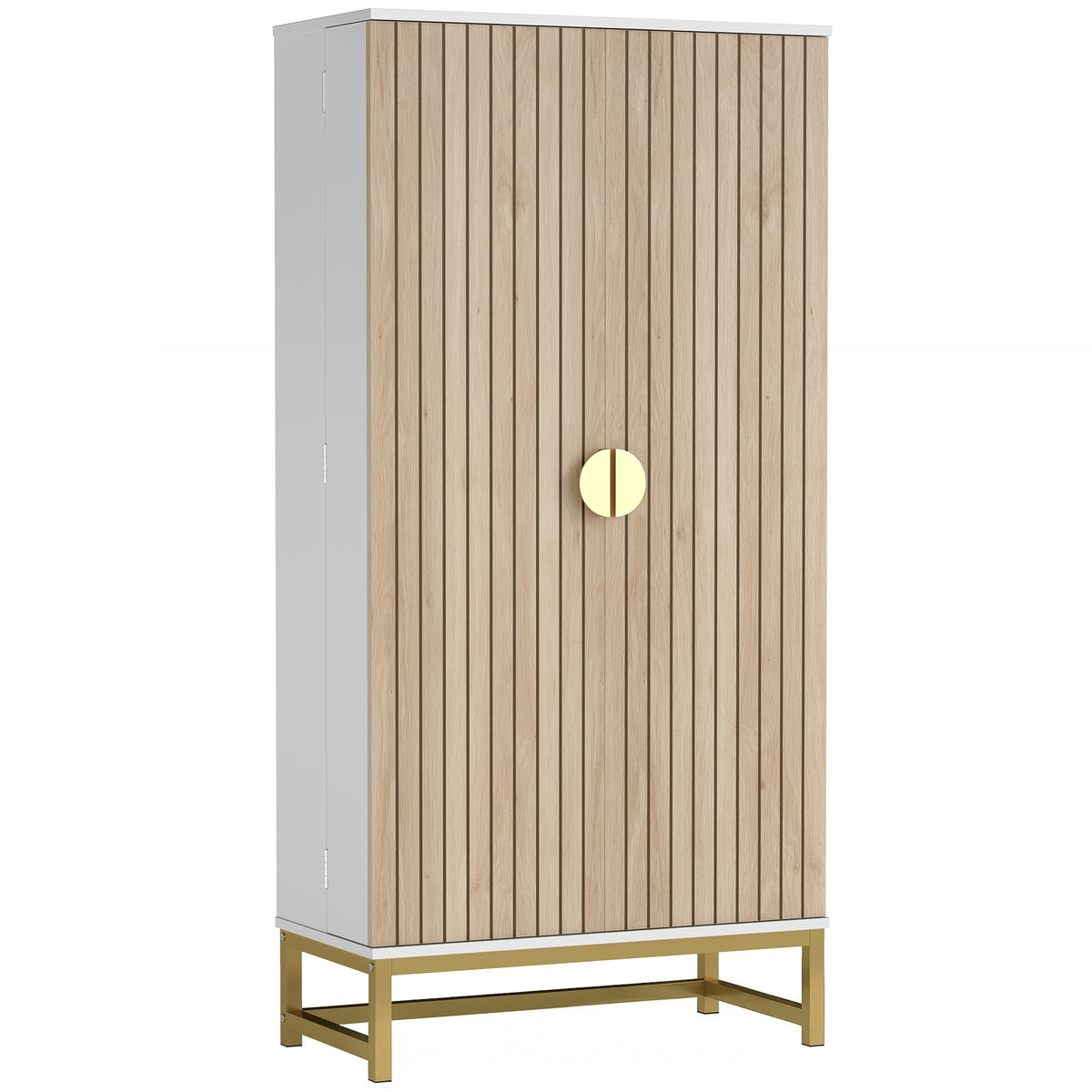 White Kitchen Pantry Cabinet | 47" Freestanding Storage Cabinet with 12 Door Shelves