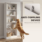 White 5-Tier Bookcase | 69.3" Tall Adjustable Shelf Storage Unit