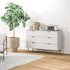White Dresser | 6-Drawer Chest of Drawers with Gold Legs