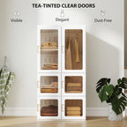 White Portable Wardrobe | 53.5" Foldable Plastic Closet with 5 Compartments and Hanging Rod
