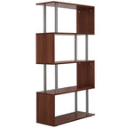 Walnut S-Shaped Wooden Bookcase - angle view