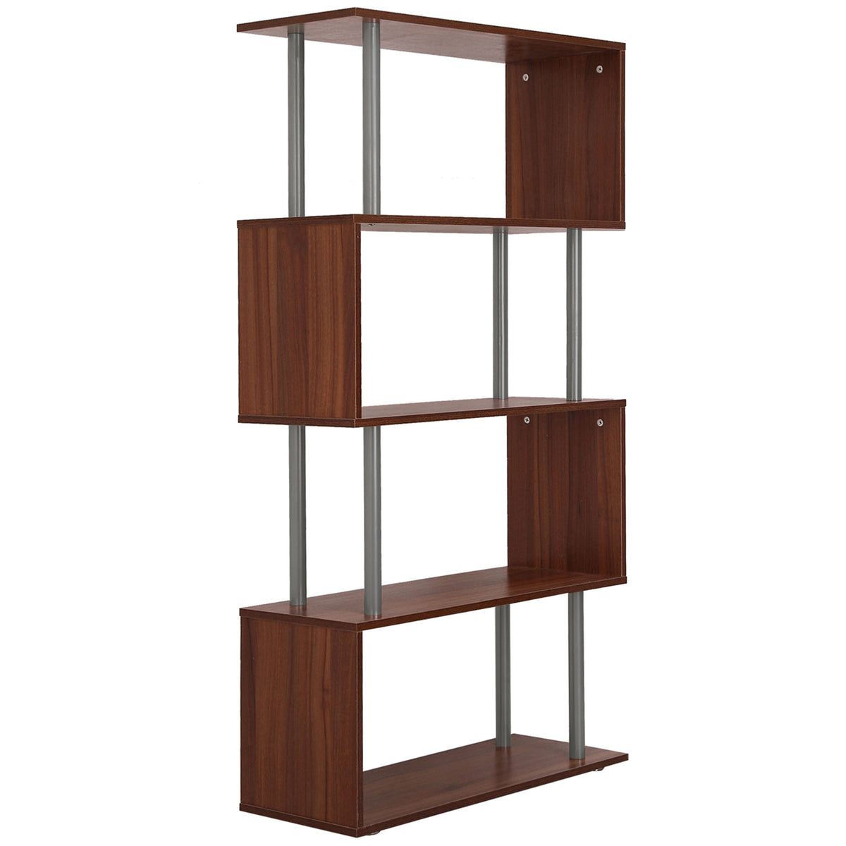 Walnut S-Shaped Wooden Bookcase - angle view