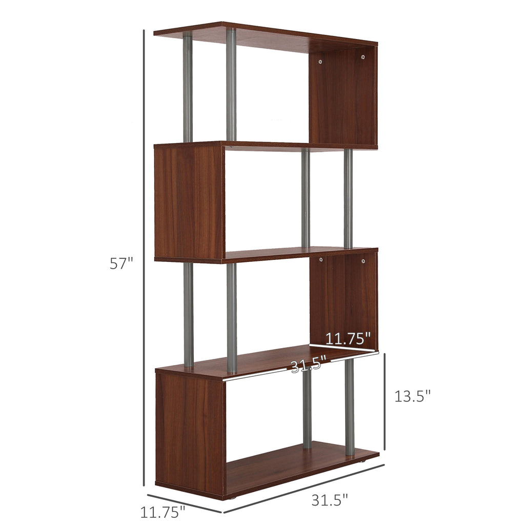 Walnut S-Shaped Wooden Bookcase - shelf detail