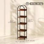Rustic Brown Arched Bookshelf - arched top detail