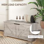 Grey Oak Barn Door Storage Bench | Entryway Storage Chest