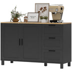 Black Modern Buffet Sideboard | 47.2" Wide Cabinet with Soft-Close Doors and 3 Drawers