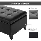 Black Tufted Storage Ottoman Bench | 51-Inch Entryway & Bedroom Seat