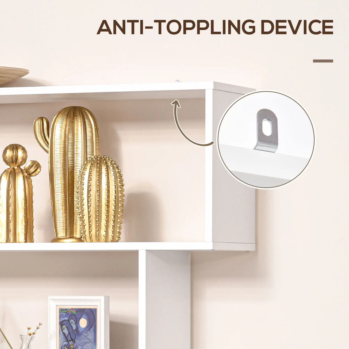 White Bookshelf | Extra-Tall Tree-Shape Open Shelf for Home Office