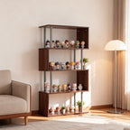 Walnut S-Shaped Wooden Bookcase - lifestyle view 2