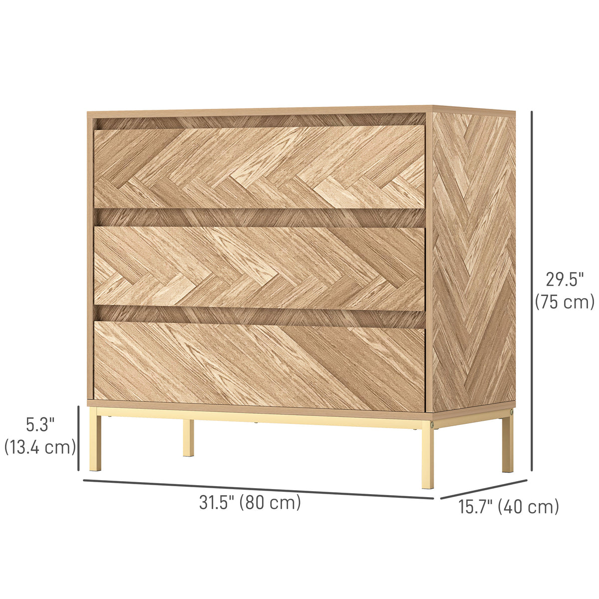 Natural Wood Chest of Drawers - open drawer view