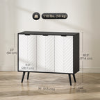 Modern Black Buffet Sideboard - open cabinet view
