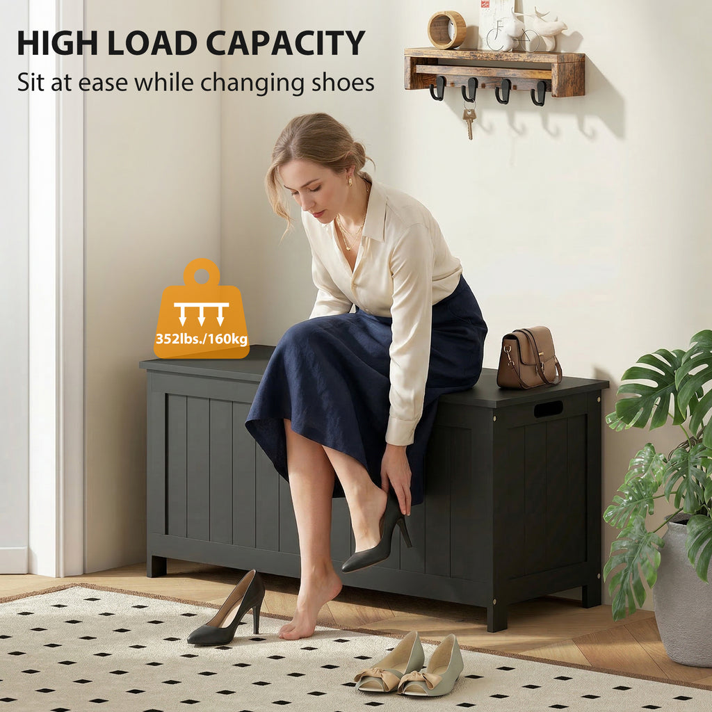 Charcoal Grey Storage Bench | Entryway & Bedroom Storage Chest