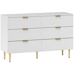 White Dresser | 6-Drawer Chest of Drawers with Gold Legs