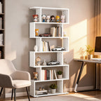 White Bookshelf | Extra-Tall Tree-Shape Open Shelf for Home Office