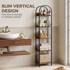 Rustic Brown Arched Bookshelf - dimensions