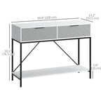 White Console Table with Drawers | 39.25" Entryway Table with Storage Shelf