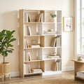 Fruitwood and White Corner Bookshelf - front view