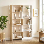 Fruitwood and White Corner Bookshelf - front view
