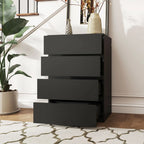 Black Chest of Drawers | Slim 4-Drawer Storage Dresser