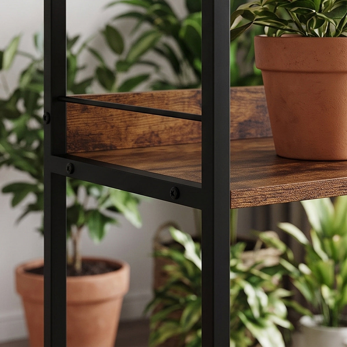 Rustic Brown Arched Bookshelf - detail view 5