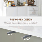 White Kitchen Sideboard Cabinet | 46.1" Push-Open Coffee Bar with Drawers