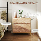 Natural Wood Chest of Drawers - detail view