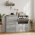 Grey Shoe Storage Cabinet | 45.5" Wide Entryway Cabinet with 4 Flip Drawers