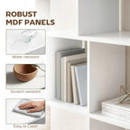 White Geometric Bookshelf | Multi-Level Open Storage Shelf