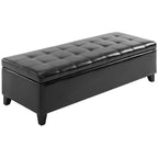 Black Tufted Storage Ottoman Bench | 51-Inch Entryway & Bedroom Seat