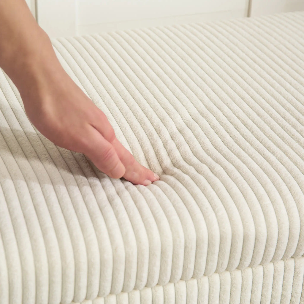 Ivory Storage Ottoman | Ribbed Bedroom Storage Bench