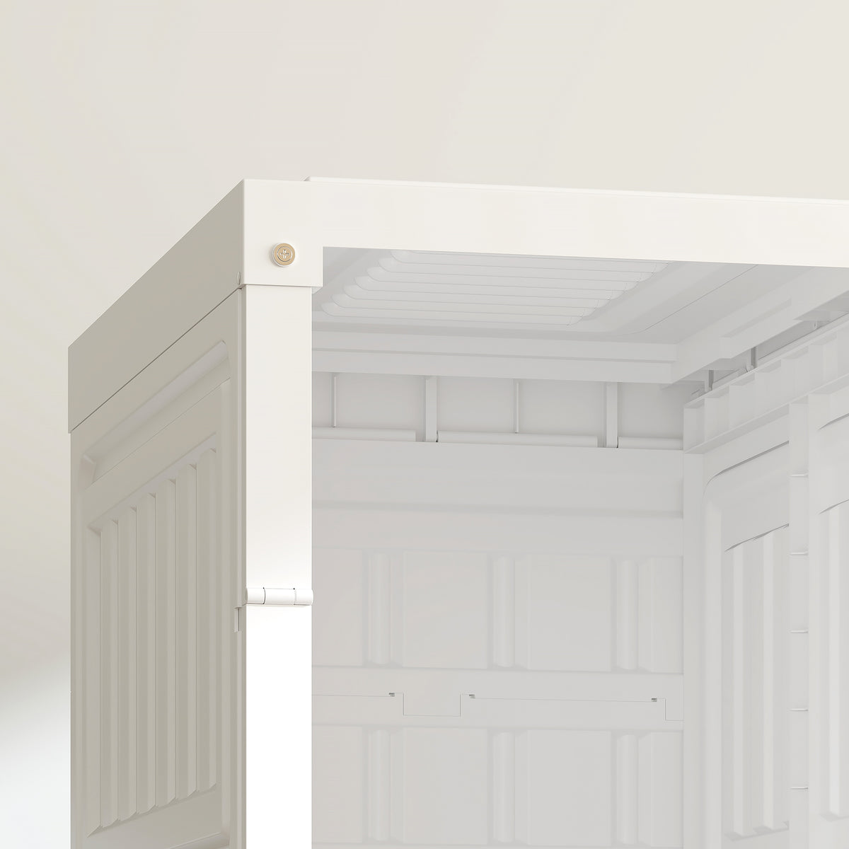 White Portable Wardrobe | 53.5" Foldable Plastic Closet with 5 Compartments and Hanging Rod