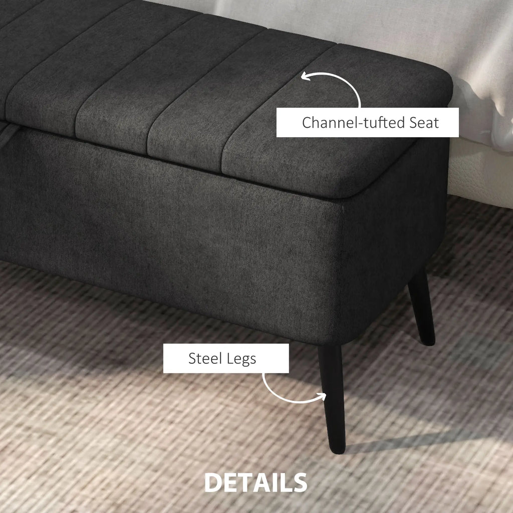 Charcoal Storage Ottoman | Entryway & Bedroom Storage Bench