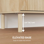 Natural Oak Storage Cabinet | Fluted 2-Door Accent Cabinet