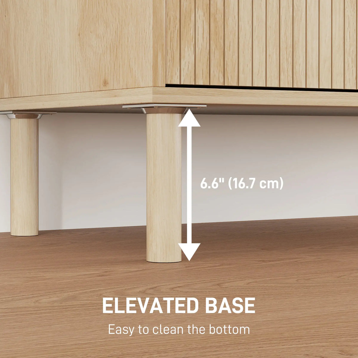 Natural Oak Storage Cabinet | Fluted 2-Door Accent Cabinet