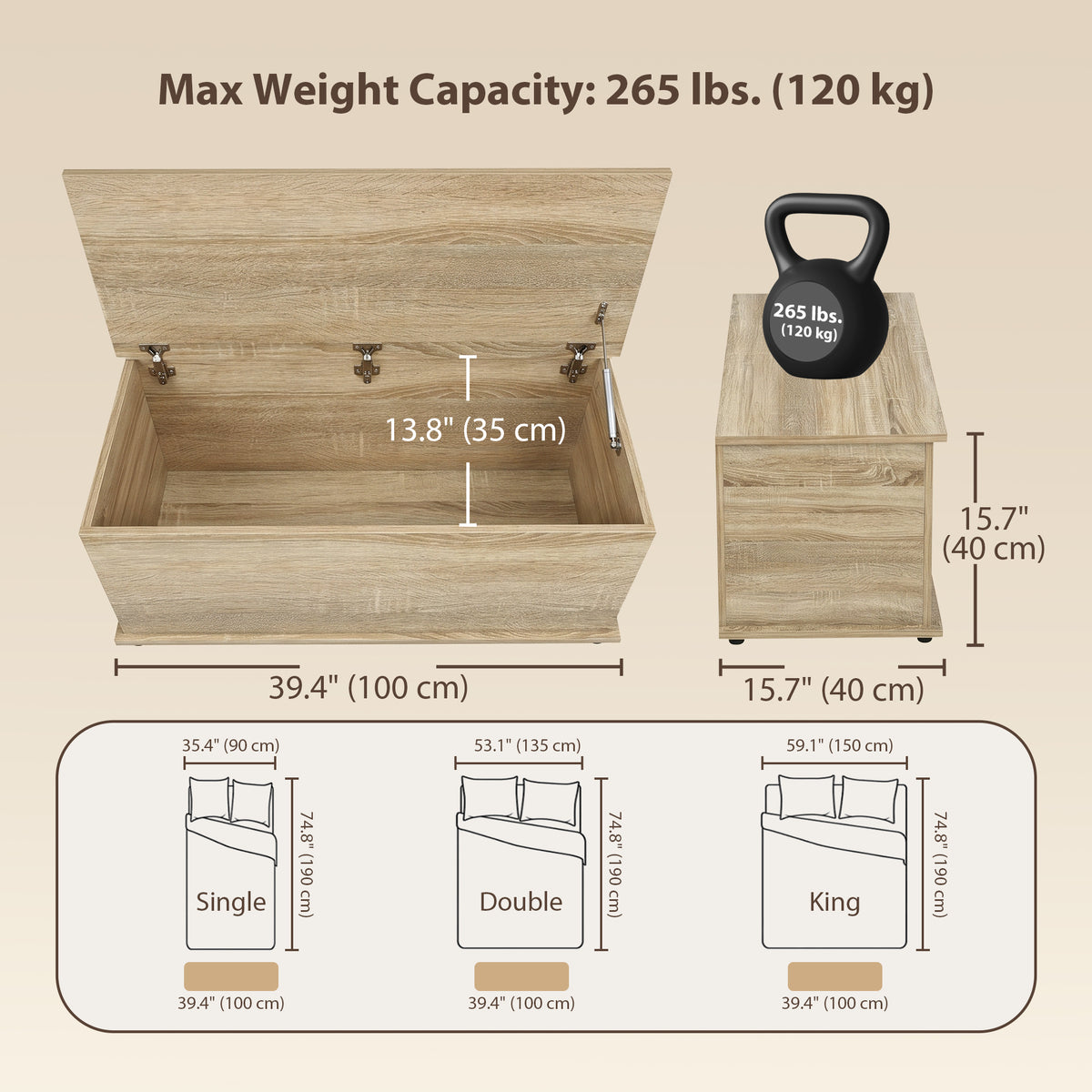 Natural Oak Storage Bench | Flip-Top Bedroom Storage Chest