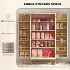White Kitchen Pantry Cabinet | 47" Freestanding Storage Cabinet with 12 Door Shelves