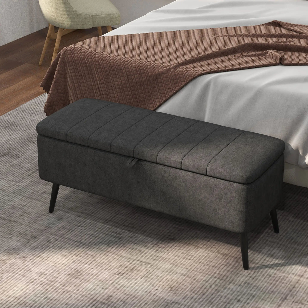 Charcoal Storage Ottoman | Entryway & Bedroom Storage Bench