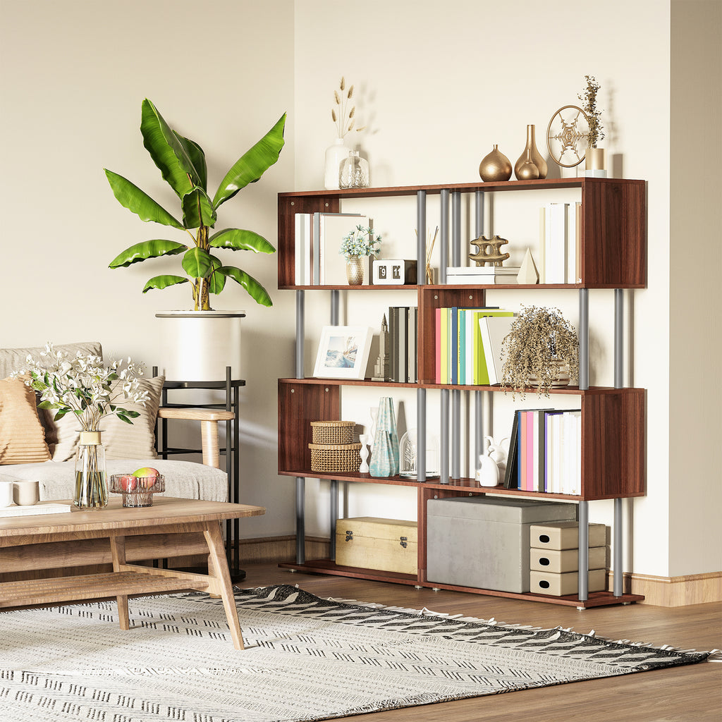Walnut S-Shaped Wooden Bookcase - detail view