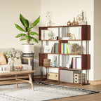 Walnut S-Shaped Wooden Bookcase - detail view