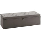 Grey Storage Ottoman | Large Tufted Bedroom Storage Bench