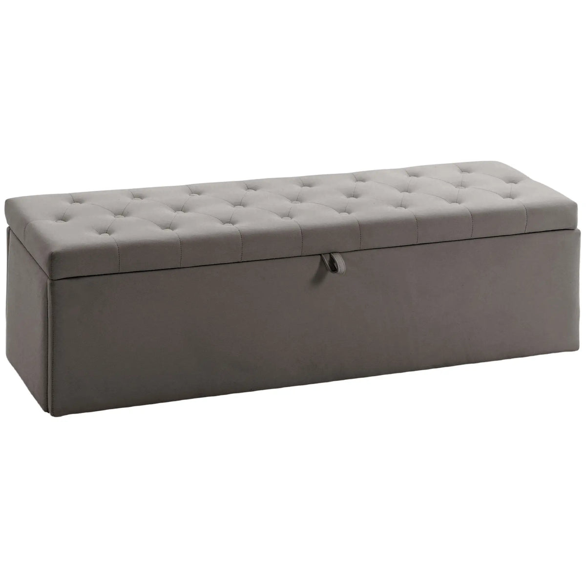 Grey Storage Ottoman | Large Tufted Bedroom Storage Bench