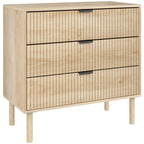 Natural Oak Chest of Drawers | Fluted 3-Drawer Dresser