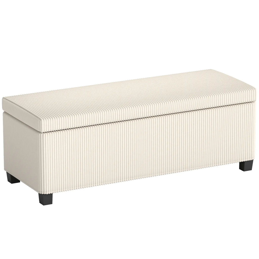 Ivory Storage Ottoman | Ribbed Bedroom Storage Bench