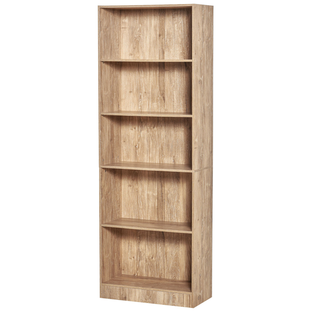 Nature Wood 5-Tier Bookcase | 69.25" Tall Adjustable Shelf Storage Unit