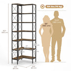 Rustic Brown L-Shaped Corner Bookshelf - corner placement view