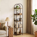 Rustic Brown Arched Bookshelf - front view